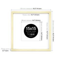 "15X15"" Gold Picture Frame - 15X15"" Square Frame With 12X12"" Mount For 15X15""/12X12"" Pictures Art Deco Style Room Decor, 1 Pack" - thumbnail 2