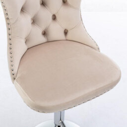 HomeTouch Set Of 6 Luxury Beige Velvet Swivel Bar Stools - thumbnail 5