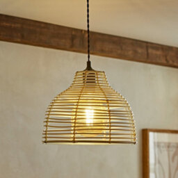 Valuelights Lobster Pot Pair Of Cream Weave Basket Ceiling Lamp Shades And Bulbs - thumbnail 2