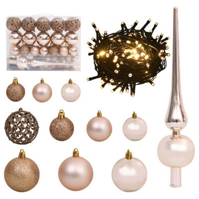 Walplus 61 Piece Christmas Ball Set With Peak And 150 Leds Rose Gold - image 1