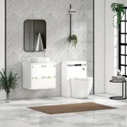 Royal Bathrooms Orion 600mm Matt White Wall Hung Plain White Countertop Vanity Unit 2 Drawer With Lyon Basin & Chrome Accent Trim - thumbnail 3