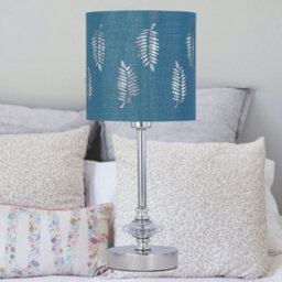 First Choice Lighting Set Of 2 Chrome Jewelled Table Lamps With Teal Fern Shades - thumbnail 5
