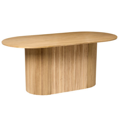 Beliani Dining Table Lunnin Light Oak 90 Cm 180 Cm - image 1