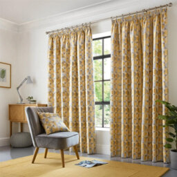Luxury Living Skandi Pencil Pleat Curtains Ochre/silver
