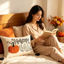 Amorly Happy Fall Pumpkin Lumbar Cushion Cover 30X50Cm, Black Tassel Retro Farmhouse Pillow Case Only No Insert For Fall Home Decor - thumbnail 6