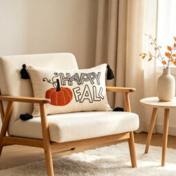 Amorly Happy Fall Pumpkin Lumbar Cushion Cover 30X50Cm, Black Tassel Retro Farmhouse Pillow Case Only No Insert For Fall Home Decor - thumbnail 4