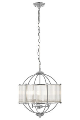 Orsina Modern Round Pendant Lamp, Crystal Glass Shade Hanging Light With Silver Finish, Globe Ceiling Fixture - image 1