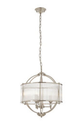 Orsina Modern Round Pendant Lamp, Crystal Glass Shade Hanging Light With Silver Finish, Globe Ceiling Fixture - thumbnail 4