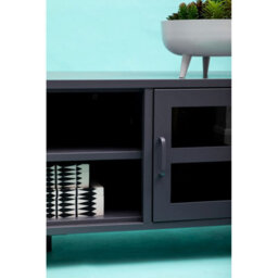 Orsina Classic Two Door Grey Metal Media Unit, Industrial Livingroom Media Unit, Versatile Shelving Media Unit - thumbnail 9