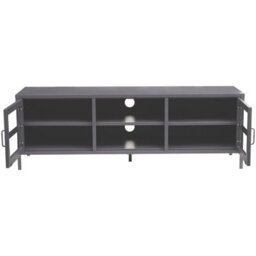 Orsina Classic Two Door Grey Metal Media Unit, Industrial Livingroom Media Unit, Versatile Shelving Media Unit - thumbnail 2