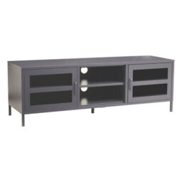 Orsina Classic Two Door Grey Metal Media Unit, Industrial Livingroom Media Unit, Versatile Shelving Media Unit - thumbnail 3