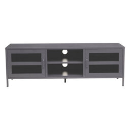 Orsina Classic Two Door Grey Metal Media Unit, Industrial Livingroom Media Unit, Versatile Shelving Media Unit - thumbnail 1