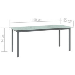 Berkfield Garden Table Light Grey 190X90X74 Cm Aluminium And Glass - thumbnail 5