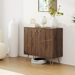 Wyld Haus Fafi Napa Brown Sideboard With Gold-Tone Steel Line Detailing And Hairpin Legs, 80W X 37D X 77H Cm - thumbnail 3