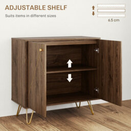 Wyld Haus Fafi Napa Brown Sideboard With Gold-Tone Steel Line Detailing And Hairpin Legs, 80W X 37D X 77H Cm - thumbnail 6