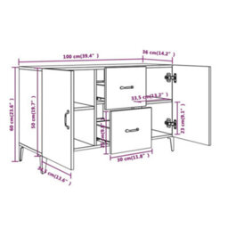 Berkfield Sideboard White 100X36X60 Cm Engineered Wood - thumbnail 8