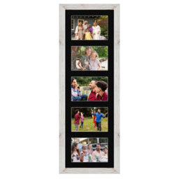 AK Frames 26X8 White Rustic Modern Multi Photo Frame With Black Mount - Holds 5 Apertures (5X) 6X4 Photos - thumbnail 1