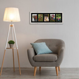 AK Frames 26X8 White Rustic Modern Multi Photo Frame With Black Mount - Holds 5 Apertures (5X) 6X4 Photos - thumbnail 3
