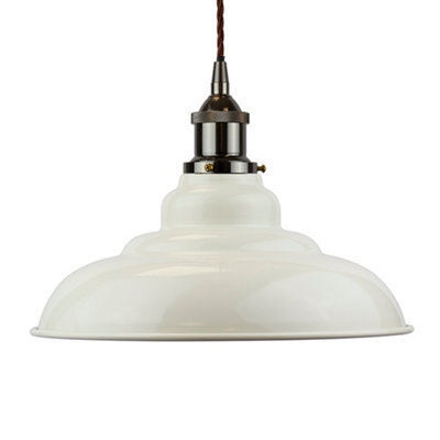 Clay White St Edmund's Painted Dome Pendant Light With Black Nickel Lamp Holder And Brown Twisted Cable - Se Home - image 1