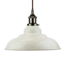 Clay White St Edmund's Painted Dome Pendant Light With Black Nickel Lamp Holder And Brown Twisted Cable - Se Home - thumbnail 1