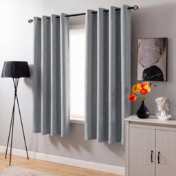 Aspire Homeware Silver Linen 100% Blackout Curtain Thermal Insulated Eyelet Curtain Pair (W)168Cm X (D)137Cm With Tie Back - thumbnail 9