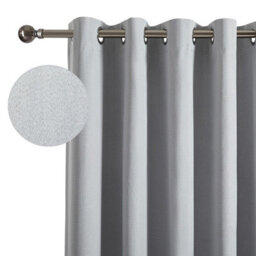 Aspire Homeware Silver Linen 100% Blackout Curtain Thermal Insulated Eyelet Curtain Pair (W)168Cm X (D)137Cm With Tie Back - thumbnail 2