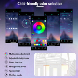 Modernluxe 3Ft Bunk Bed, Loft Bed, 90X190Cm, Children's Bed, With Led, Fall Protection And Storage Stairs, Window Shape, White - thumbnail 6
