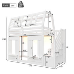 Modernluxe 3Ft Bunk Bed, Loft Bed, 90X190Cm, Children's Bed, With Led, Fall Protection And Storage Stairs, Window Shape, White - thumbnail 4