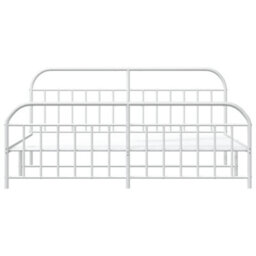 Berkfield Metal Bed Frame With Headboard And Footboard White 200X200 Cm - thumbnail 6