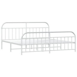 Berkfield Metal Bed Frame With Headboard And Footboard White 200X200 Cm - thumbnail 5