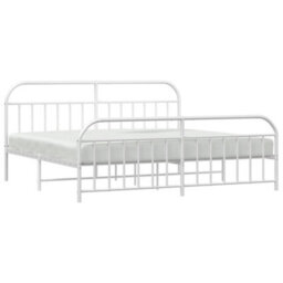 Berkfield Metal Bed Frame With Headboard And Footboard White 200X200 Cm - thumbnail 4