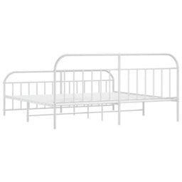 Berkfield Metal Bed Frame With Headboard And Footboard White 200X200 Cm - thumbnail 8