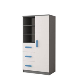 Arte Multifunctional Grey And White Sideboard H1600mm W800mm D400mm - Blue Handles For Serene Interiors - thumbnail 1