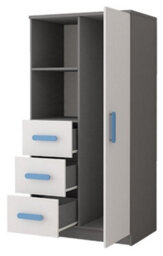 Arte Multifunctional Grey And White Sideboard H1600mm W800mm D400mm - Blue Handles For Serene Interiors - thumbnail 2