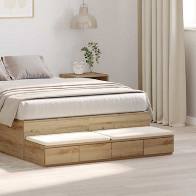 Berkfield Bed Drawers Artisan Oak 120X36,5X16,5 Cm Engineered Wood - image 1