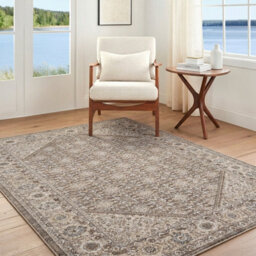 Livabliss Arda-Vintage Taupe Brown Grey Traditional Boho Fringe Living Dining Bedroom Rug 200 X 290 Cm Easy Care, Non Shedding