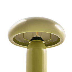 Beliani Olive Green Mushroom Dome Table Lamp With Iron Base, 22 Cm - Retro Mid-Century Bedside Lamp - thumbnail 5