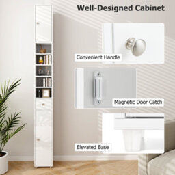 Gainoom Bathroom Tall Cabinet Slim Freestanding Storage Organizer Cupboard With 2 Doors - thumbnail 8