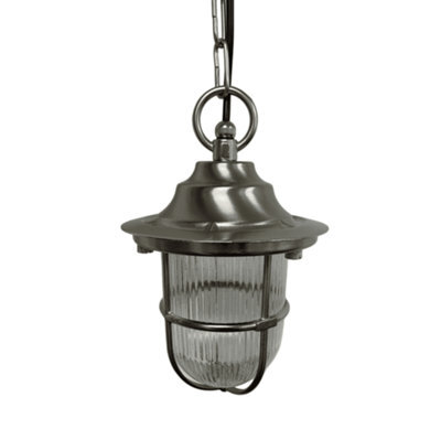 Lampfix Navigator 09135 Outdoor Ip54 1 Light Pendant Lantern In A Satin Nickel Finish