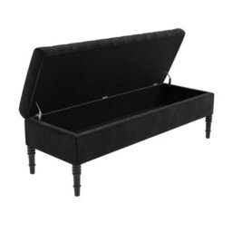 Safar Plain 120Cm Ottoman Storage Bench - Plush Velvet Shoe Bench - Black Upholstery Footstool With Storage - thumbnail 5