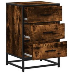 Berkfield Bedside Cabinet Smoked Oak 40X34.5X60 Cm Engineered Wood And Metal - thumbnail 8