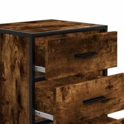 Berkfield Bedside Cabinet Smoked Oak 40X34.5X60 Cm Engineered Wood And Metal - thumbnail 9