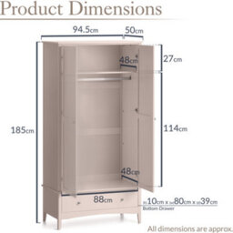 Christow Ilsington Double Wardrobe With Drawer - thumbnail 7