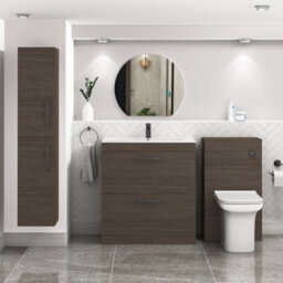 Royal Bathrooms Turin Grey Elm 800mm Floor Standing Vanity Unit 2 Drawer With Minimalist Basin Sink & Matt Black Handles - thumbnail 4