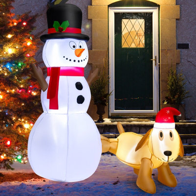 Costway 6 Ft Tall Inflatable Snowman And Dog Set Blow-Up Christmas Decoration With Led Lights - image 1