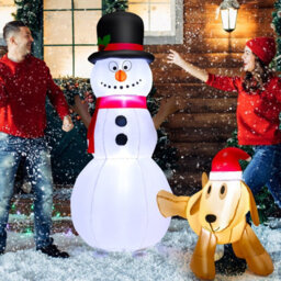 Costway 6 Ft Tall Inflatable Snowman And Dog Set Blow-Up Christmas Decoration With Led Lights - thumbnail 5