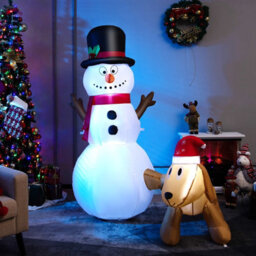 Costway 6 Ft Tall Inflatable Snowman And Dog Set Blow-Up Christmas Decoration With Led Lights - thumbnail 4