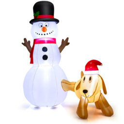 Costway 6 Ft Tall Inflatable Snowman And Dog Set Blow-Up Christmas Decoration With Led Lights - thumbnail 2