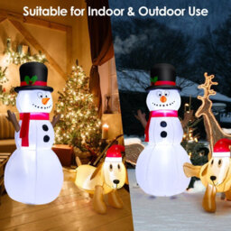 Costway 6 Ft Tall Inflatable Snowman And Dog Set Blow-Up Christmas Decoration With Led Lights - thumbnail 7