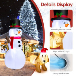 Costway 6 Ft Tall Inflatable Snowman And Dog Set Blow-Up Christmas Decoration With Led Lights - thumbnail 9